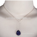 Genuine Lapis Lazuli Gemstone 925 Sterling Silver Chain Necklace